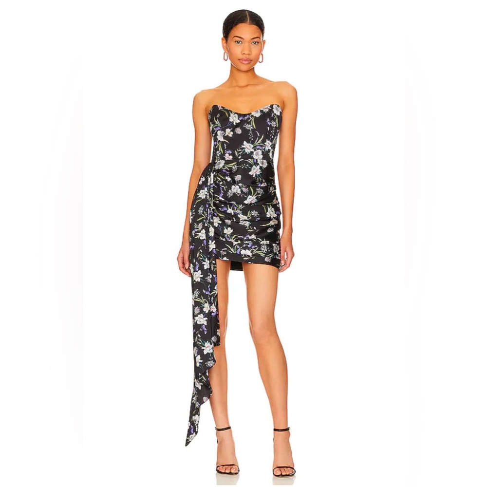 Katie May Chasing Dawn Draped Floral Satin Minidress NWT medium